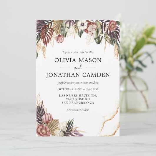 Invitation Floral Rustic Boho Fall Mariage photo (Debout devant)