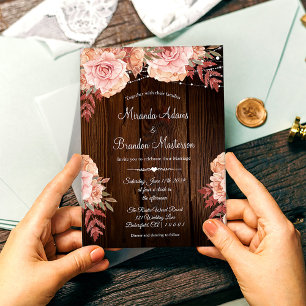 Invitation Floral Rustic Bois et String Mariage