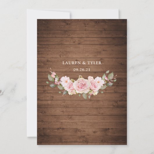 Invitation Floral Rustic Bois Rose String Mariage de dentelle (Dos)