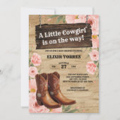 Invitation Floral Rustic Boots Baby shower (Devant)