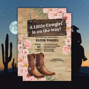 Invitation Floral Rustic Boots Baby shower