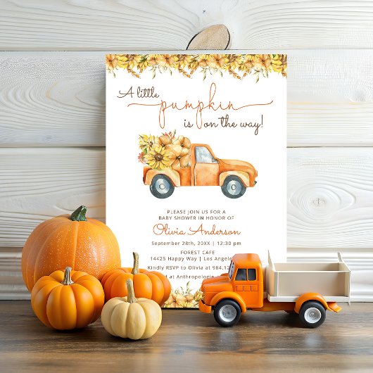 Invitation Floral Rustic Citrouilles Automne Baby shower Invi