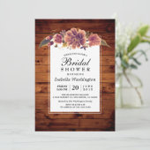 Invitation Floral Rustic Grange Fête des mariées en bois (Debout devant)