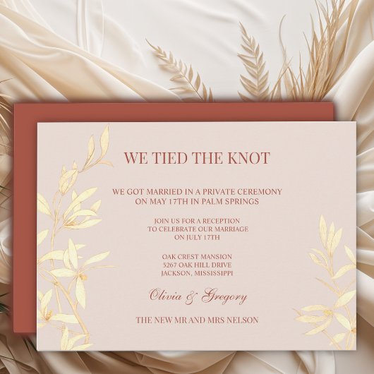 Invitation Floral Rustic intemporel Nous avons noué le noeud