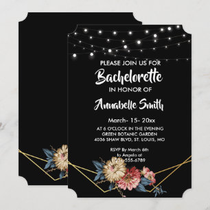Invitation Floral Rustic Magnolia String Lumières bachelor