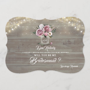 Invitation Floral Rustic, Rose Douteux, Serez-Vous Ma Femme D
