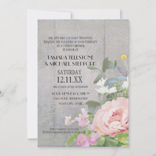 Invitation Floral rustique (Devant)
