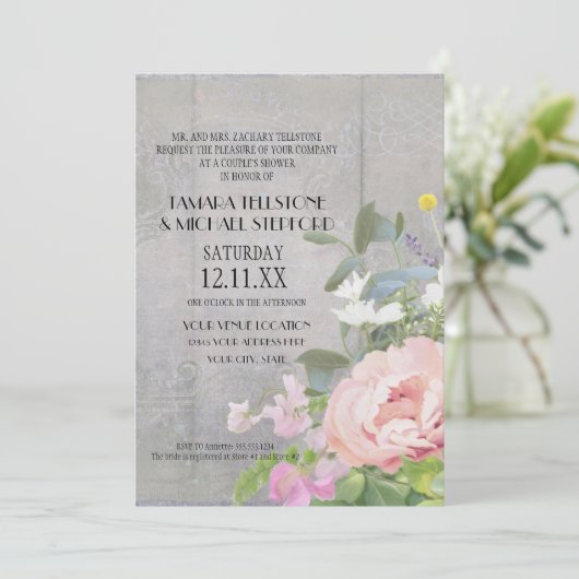 Invitation Floral rustique (Debout devant)
