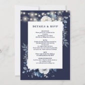 Invitation Floral Rustique Bleu Marine Tout En Un Mariage (Dos)