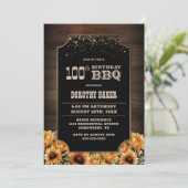 Invitation Floral Rustique Bois 100e anniversaire BBQ (Debout devant)