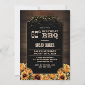 Invitation Floral Rustique Bois 60e anniversaire BBQ (Devant)
