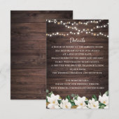 Invitation Floral Rustique Bois Magnolia Éclairages à cordes  (Devant / Derrière)