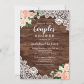 Invitation Floral Rustique Couples en dentelle de bois Weddin (Devant)