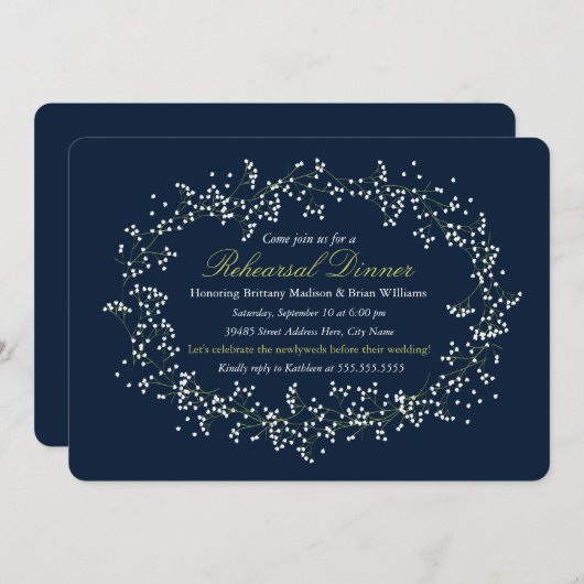 Invitation floral rustique de dîner de répétition (Devant / Derrière)