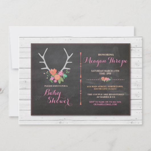 Invitation floral rustique de rose de mâle de baby (Devant)