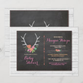 Invitation floral rustique de rose de mâle de baby (Devant / Derrière)