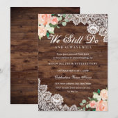 Invitation Floral Rustique dentelle de bois Vow renouveau Ann (Devant / Derrière)