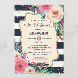 Invitation Floral rustique d'invitation de Fête de la mariée