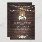 Invitation Floral Rustique Lanterne En Bois Magnolia Éclairag (Devant / Derrière)