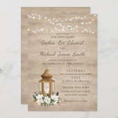 Invitation Floral Rustique Lanterne En Bois Magnolia Éclairag (Devant / Derrière)