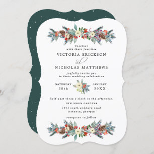Invitation Floral rustique   Mariage botanique d'hiver