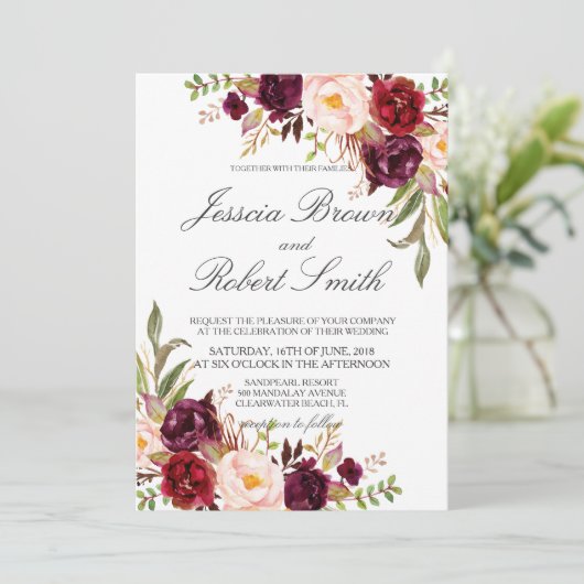 Invitation Floral rustique, Mariage rustique (Debout devant)