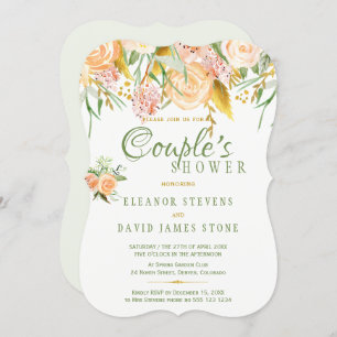 Invitation Floral rustique or sage élégant couples douche