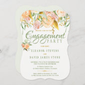 Invitation Floral rustique or sage élégant fiançailles (Devant / Derrière)