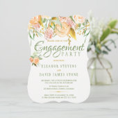 Invitation Floral rustique or sage élégant fiançailles (Debout devant)