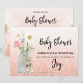 Invitation *~* Floral Rustique Parties scintillant Baby showe (Devant / Derrière)