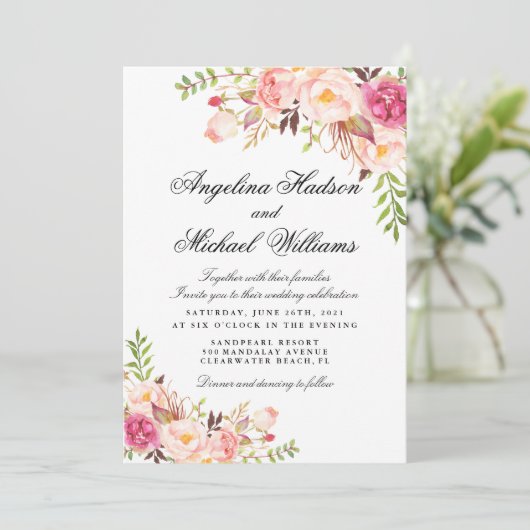 Invitation Floral Rustique Peony (Debout devant)
