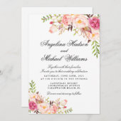 Invitation Floral Rustique Peony (Devant / Derrière)