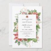 Invitation Floral Rustique Rouge et mariage vert (Devant)