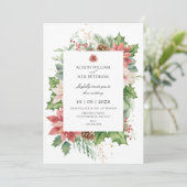 Invitation Floral Rustique Rouge et mariage vert (Debout devant)