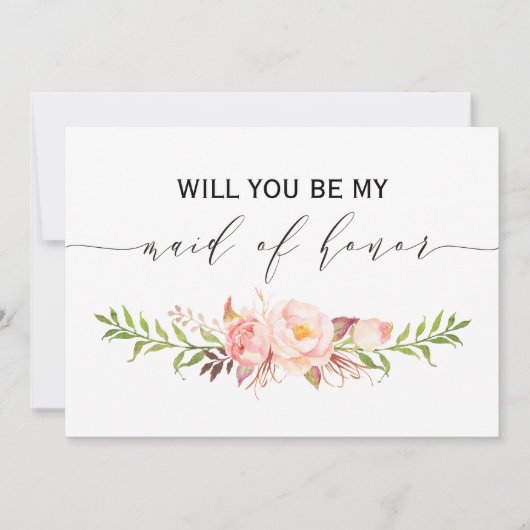 Invitation Floral rustique Serez-vous ma servante d'honneur 2 (Devant)