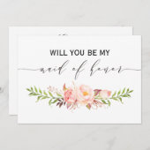 Invitation Floral rustique Serez-vous ma servante d'honneur 2 (Devant / Derrière)
