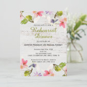 Invitation Floral rustique sur le Dîner de répétition en bois (Debout devant)