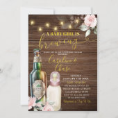 Invitation Floral rustique Une petite fille brasse du Baby sh (Devant)