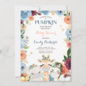 Invitation Floral Safari Animaux Automne Baby shower Citrouil (Devant)
