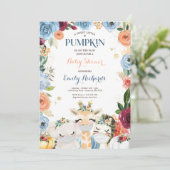 Invitation Floral Safari Animaux Automne Baby shower Citrouil (Debout devant)