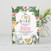 Invitation Floral Safari She's Two Wild Second Birthday (Debout devant)