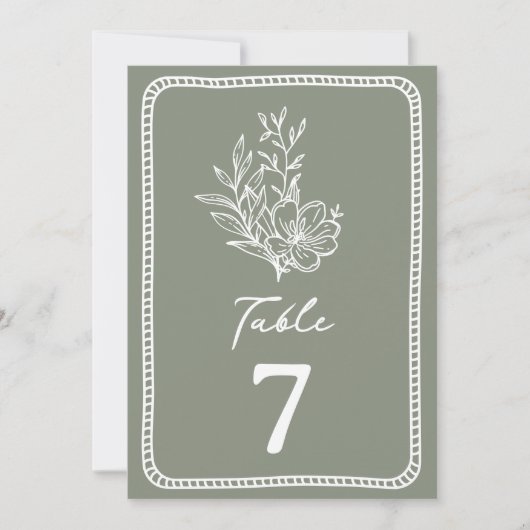 Invitation Floral Sage Green Mariage (Devant)