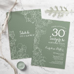 Invitation Floral Sage Green Surprise 30e fête d'anniversaire<br><div class="desc">Floral Sage Green Surprise 30e anniversaire de fête Invitation. Design moderne minimaliste avec accents botaniques et police de script de typographie. Carte invitation simple parfaite pour une célébration anniversaire surprise et élégante. Peut être customisé à n'importe quel âge.</div>