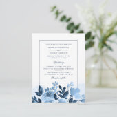 Invitation Floral Script Blue Aquarelle Mariage botanique (Debout devant)