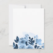 Invitation Floral Script Blue Aquarelle Mariage botanique (Dos)