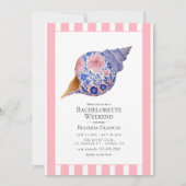 Invitation Floral Seashell Coastal Beach Bachelorette Weekend (Devant)
