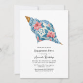 Invitation Floral Seashell Coastal Beach Engagement Party (Devant)
