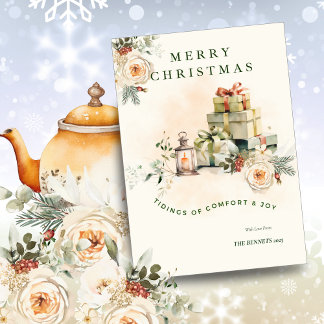 Invitation Floral Seasonal Christmas Greetings Car