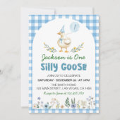Invitation Floral Silly Goose Blue Balloon 1er anniversaire (Devant)