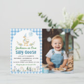 Invitation Floral Silly Goose Blue Balloon 1er Anniversaire P (Debout devant)